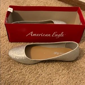 American Eagle, silver glittery flats